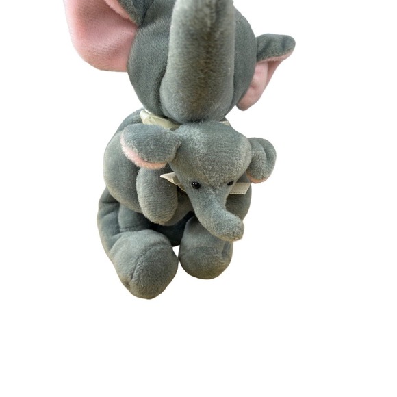 Kids Preferred Cuddle Beans 1997 plush 7" Beanbag Elephant And Baby Gray Vintage - Picture 2 of 10